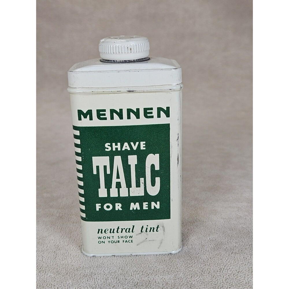 Vintage Mennen Neutral Tint Shave Talc For Men Advertising Tin Full Container